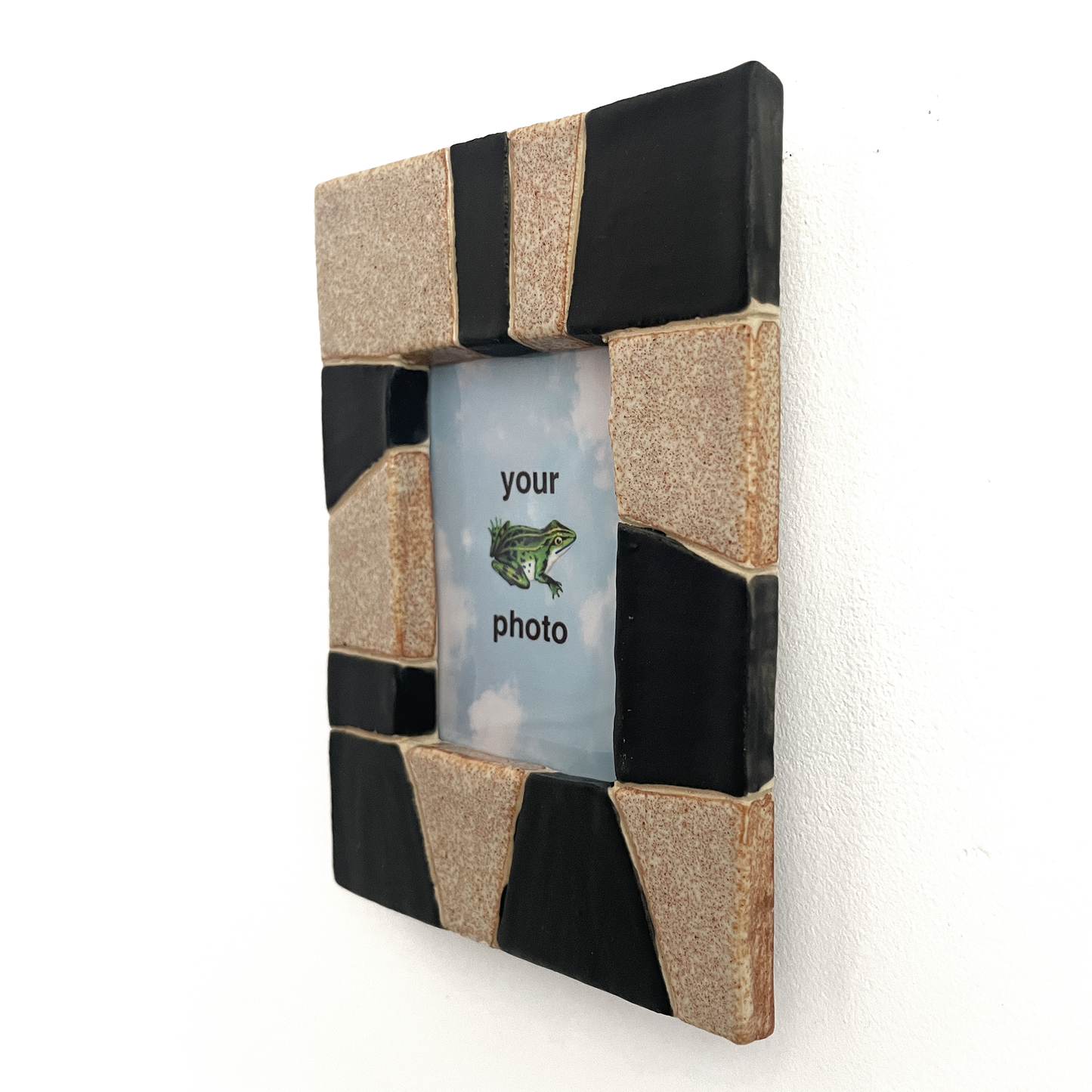 Black and White Stripes Instax Picture Frame + Photo