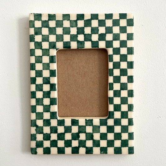 Hunter Green Checkers Instax Picture Frame + Photo