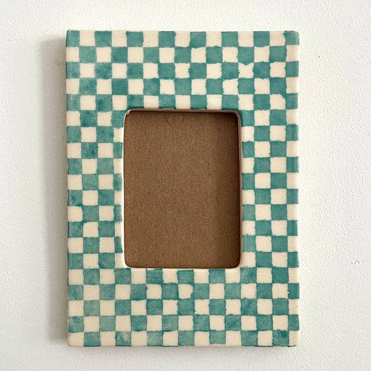 Turqouise Checkers Instax Picture Frame + Photo