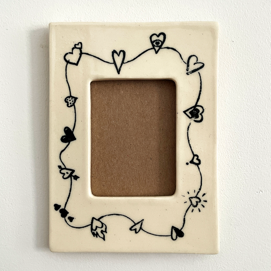 Black Funky Hearts Picture Frame + Photo