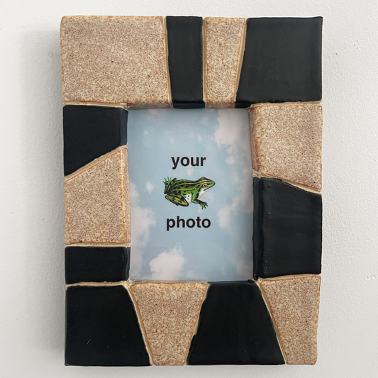Black and White Stripes Instax Picture Frame + Photo