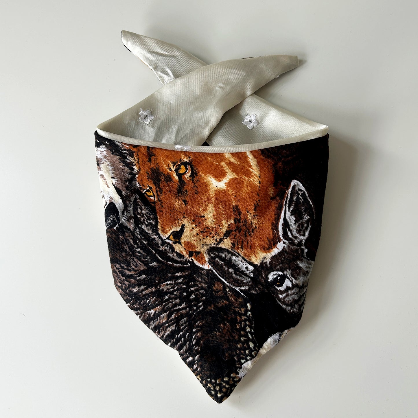 Wild Animals and Satin Pet Bandana - Medium